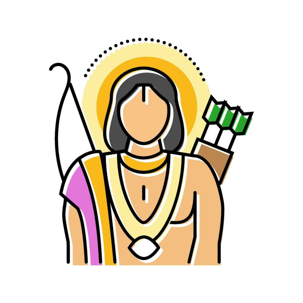 ayyappan Dios indio color icono vector ilustración