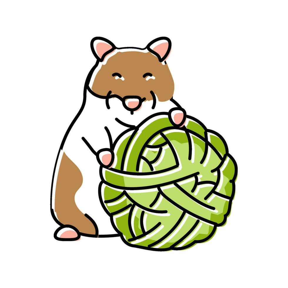 hamster with toy pet color icon vector illustration