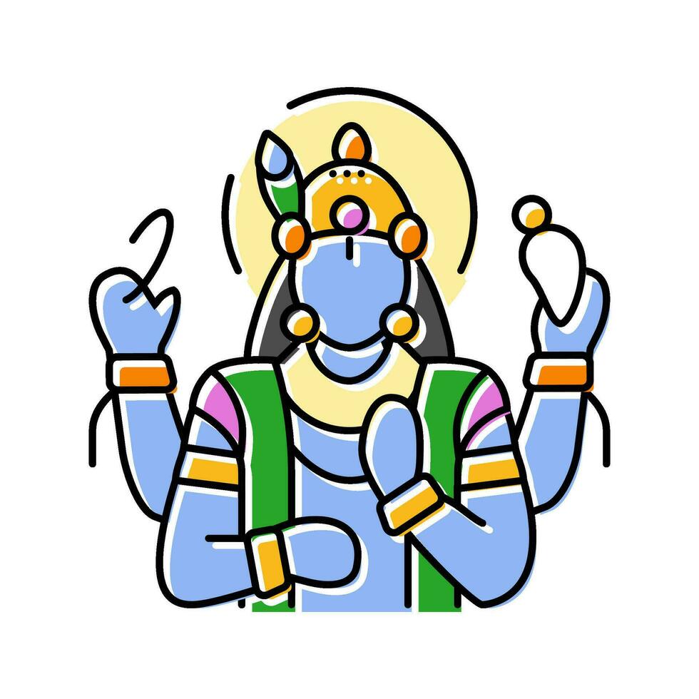 vishnu Dios indio color icono vector ilustración