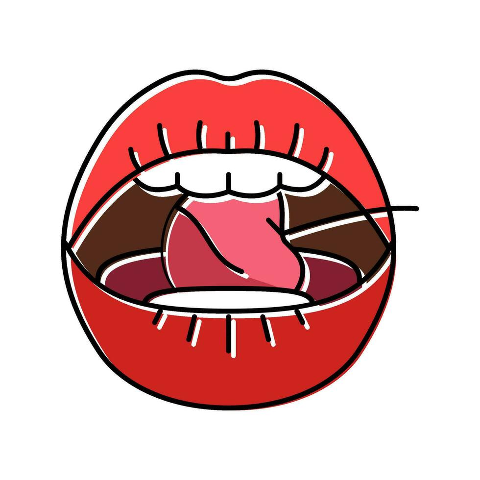 cherry sexy mouth female color icon vector illustration