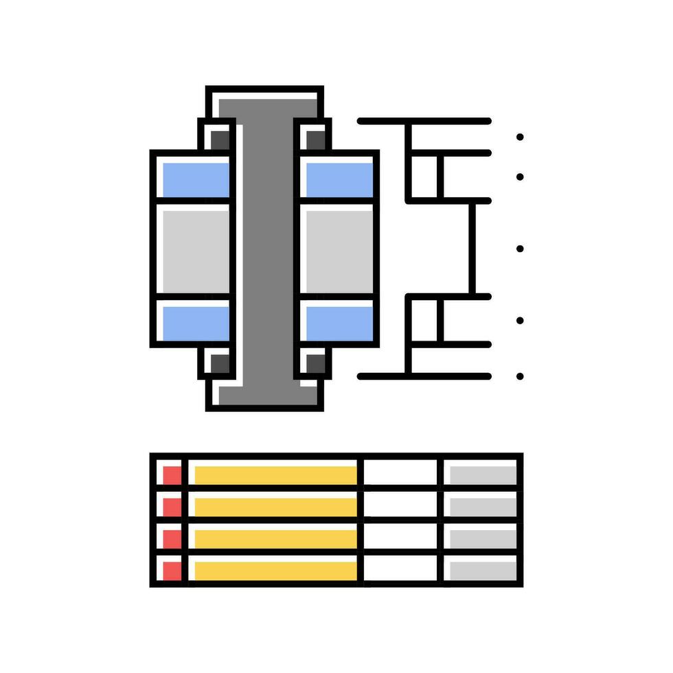 tolerancia análisis mecánico ingeniero color icono vector ilustración