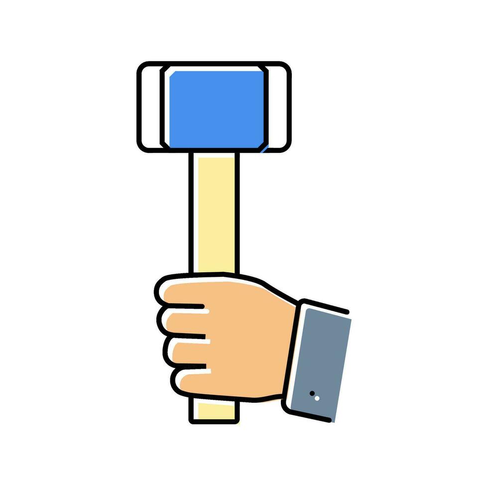 hard work hammer succes challenge color icon vector illustration