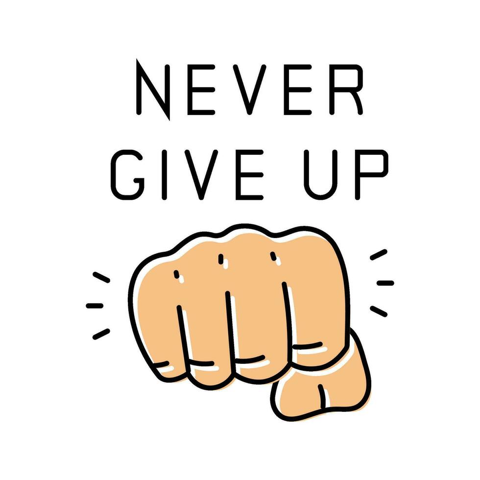 never give up succes challenge color icon vector illustration