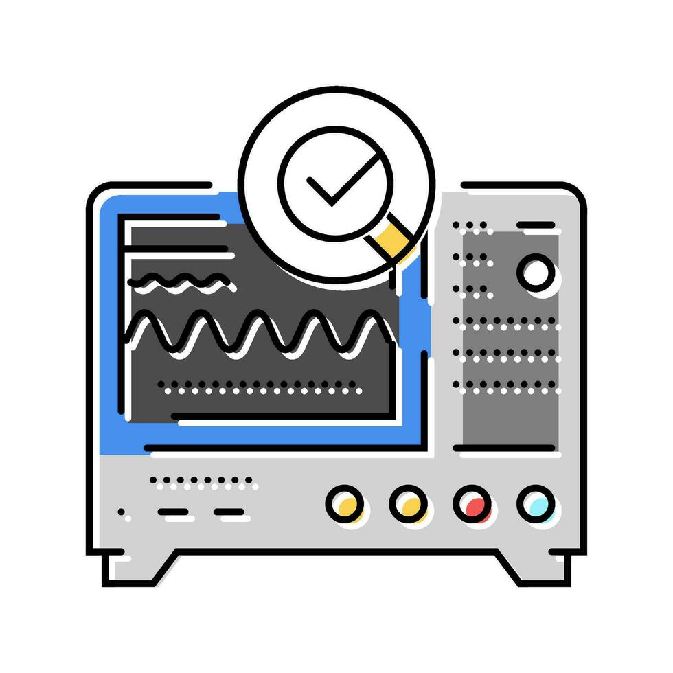 oscilloscope analysis electronics color icon vector illustration