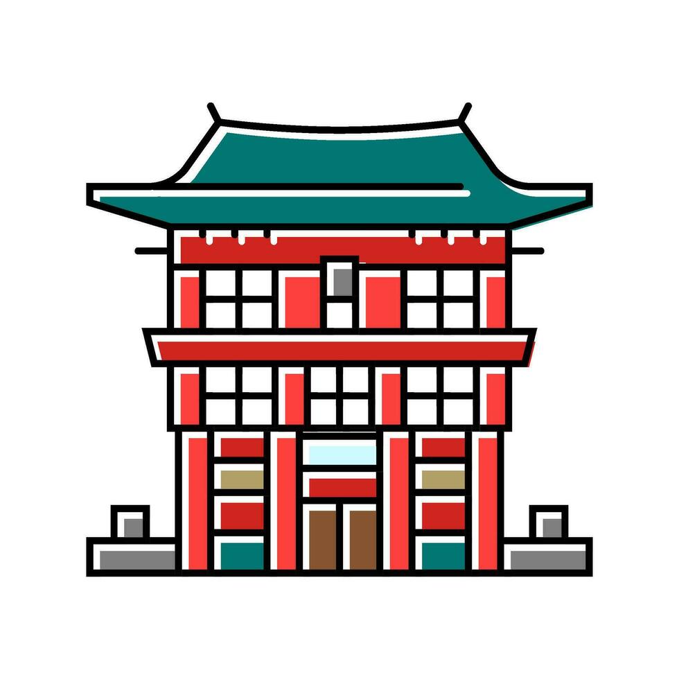 miko shrine maiden shintoism color icon vector illustration