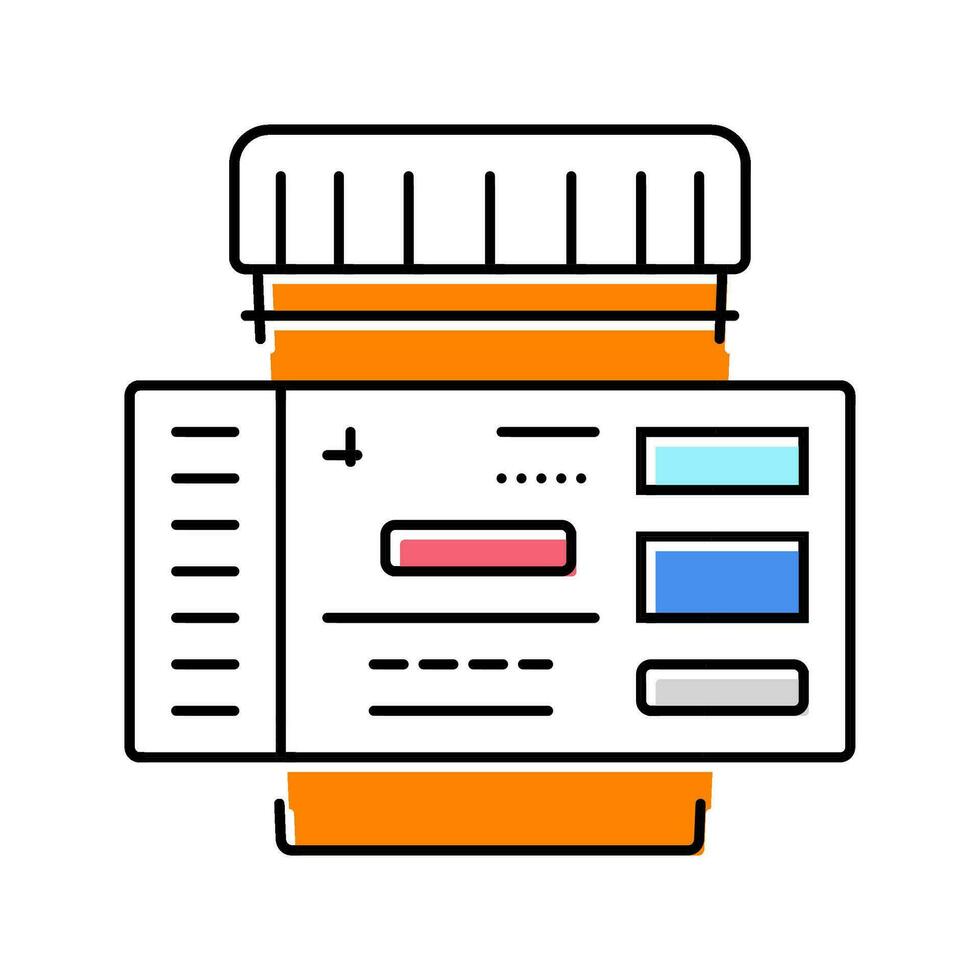 prescripción etiqueta farmacéutico color icono vector ilustración