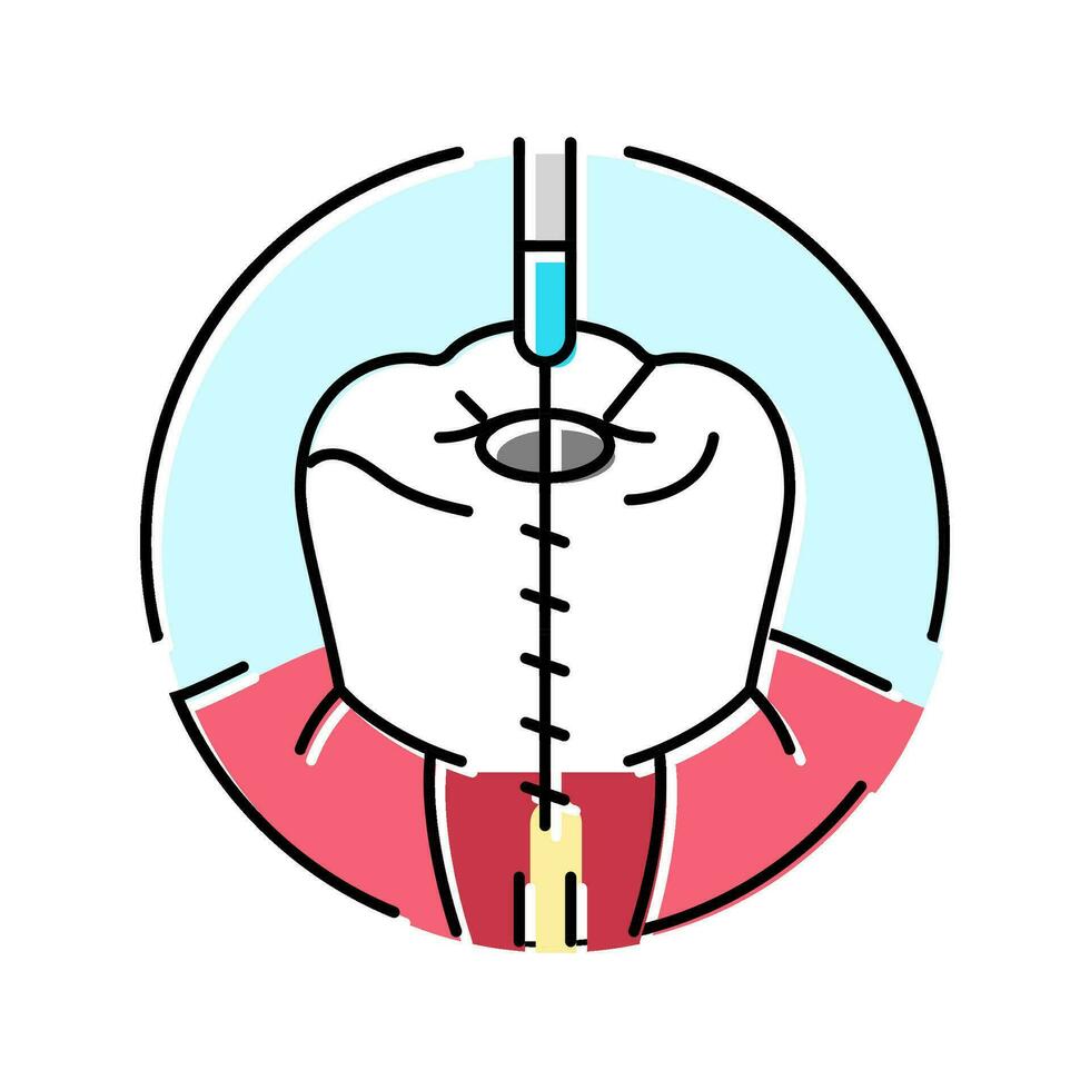 root canal treatment color icon vector illustration