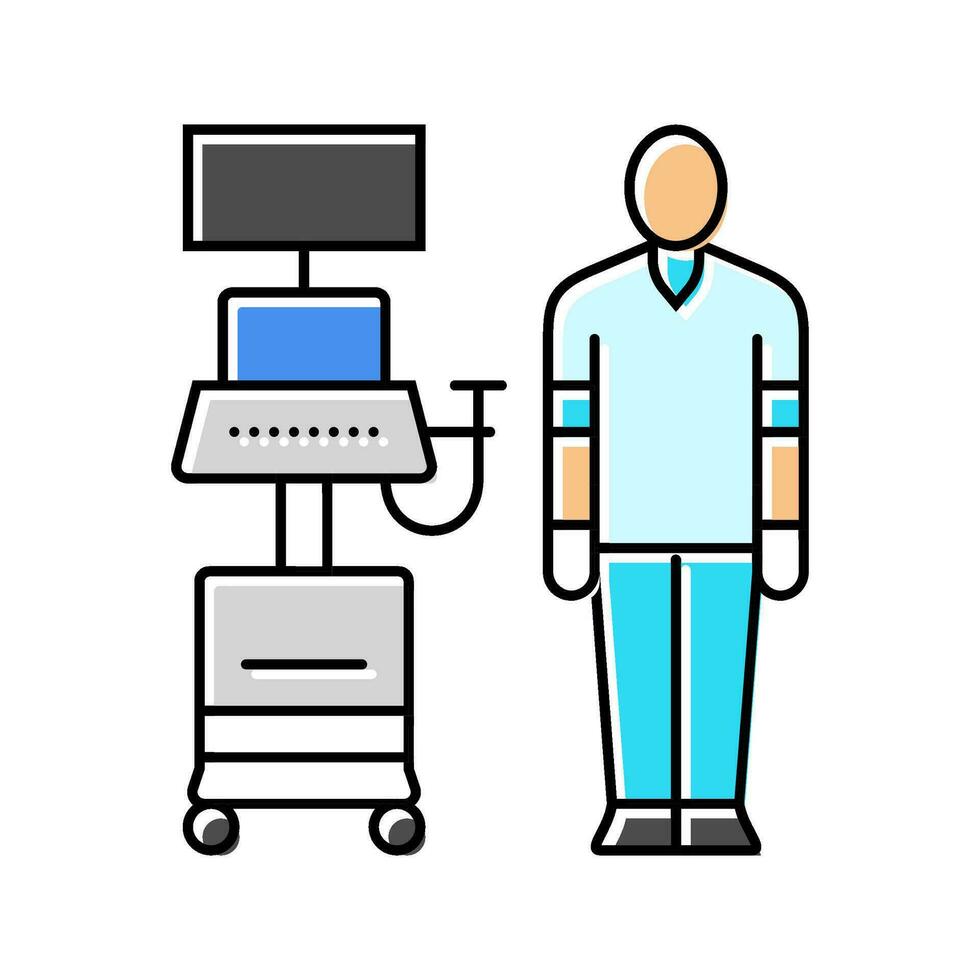 ultrasound technician probe color icon vector illustration