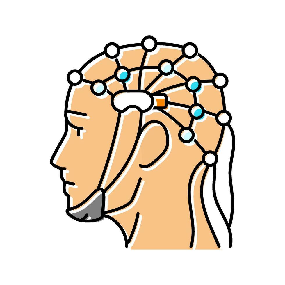 eeg procedure neurologist color icon vector illustration