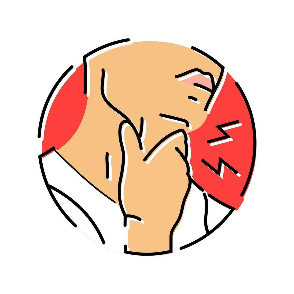dolorido garganta ronquera enfermedad síntoma color icono vector ilustración