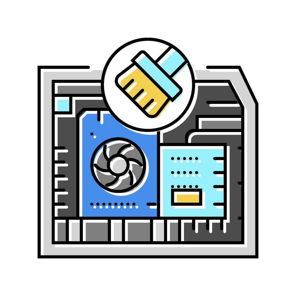 pc cleaning repair computer color icon vector illustration