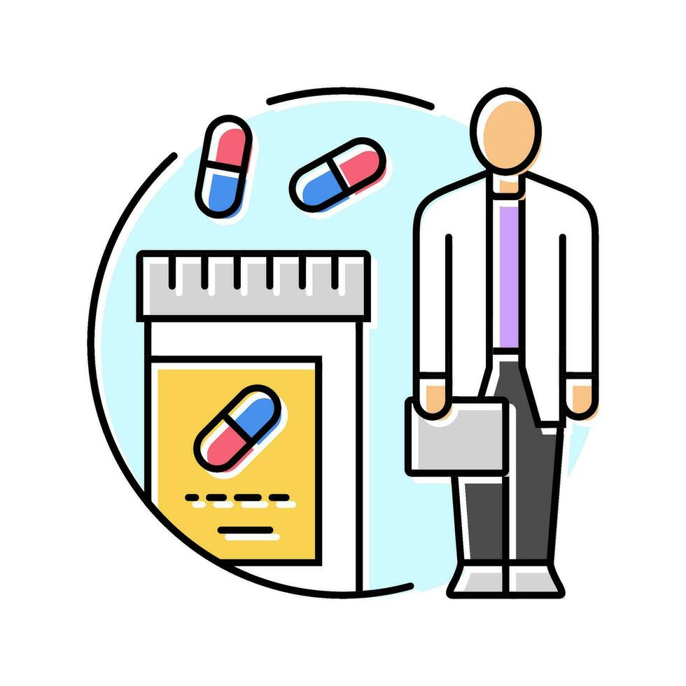 farmacia técnico medicación color icono vector ilustración