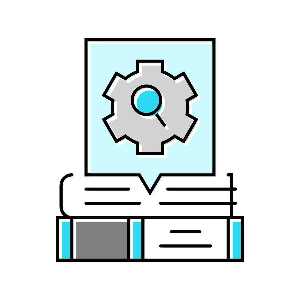 researching topics technical writer color icon vector illustration