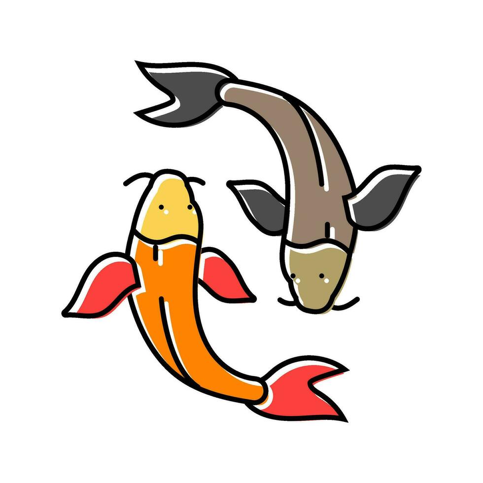 yin yang fish taoism color icon vector illustration