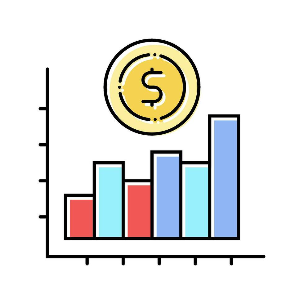 financial charts advisor color icon vector illustration