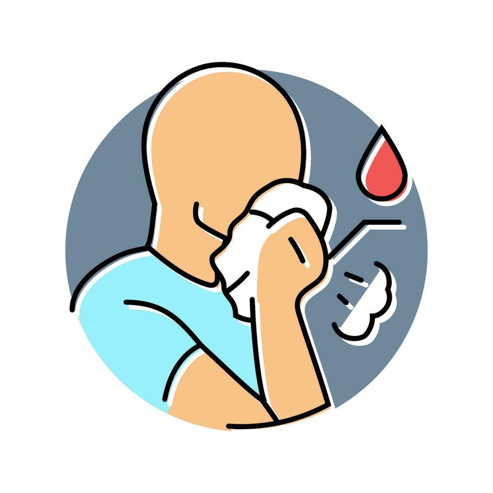 persistent cough blood disease symptom color icon vector illustration