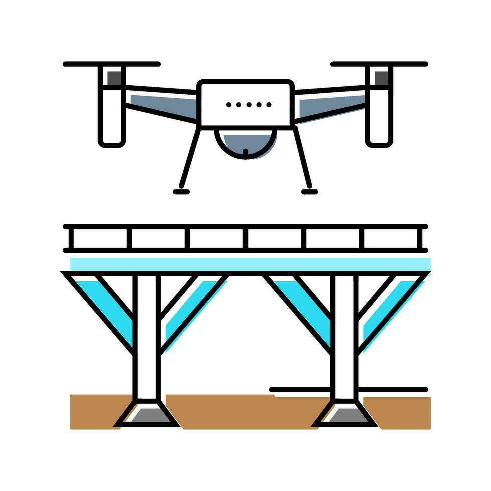 bridge inspection drone color icon vector illustration