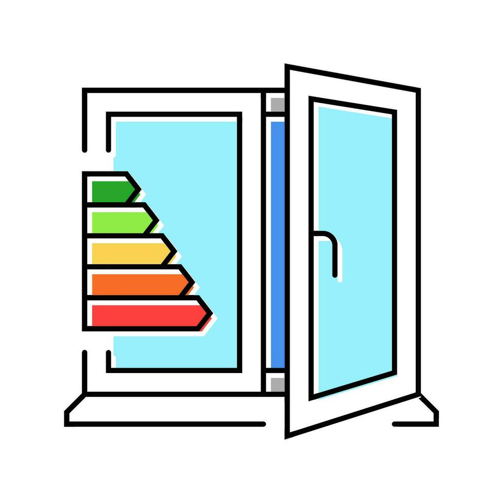 ventanas energía eficiente color icono vector ilustración