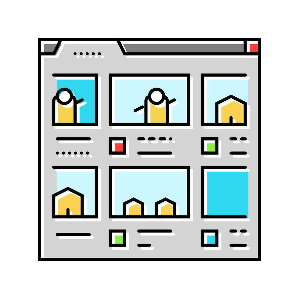 guion gráfico creación juego desarrollo color icono vector ilustración