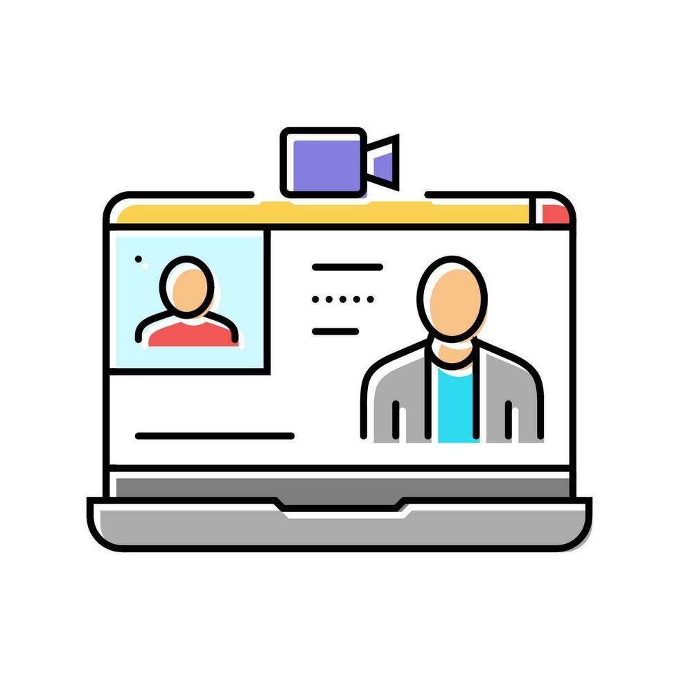 webinar session online learning platform color icon vector illustration