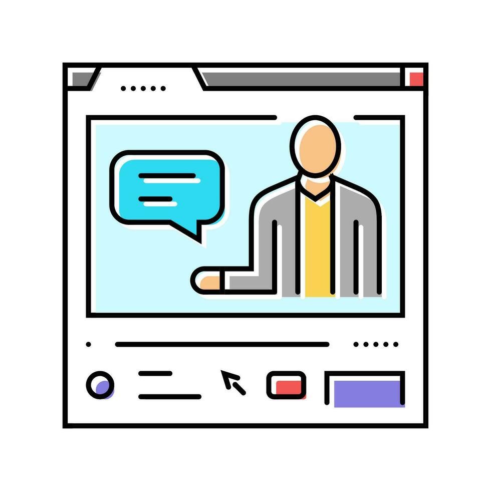 vídeo conferencias en línea aprendizaje plataforma color icono vector ilustración
