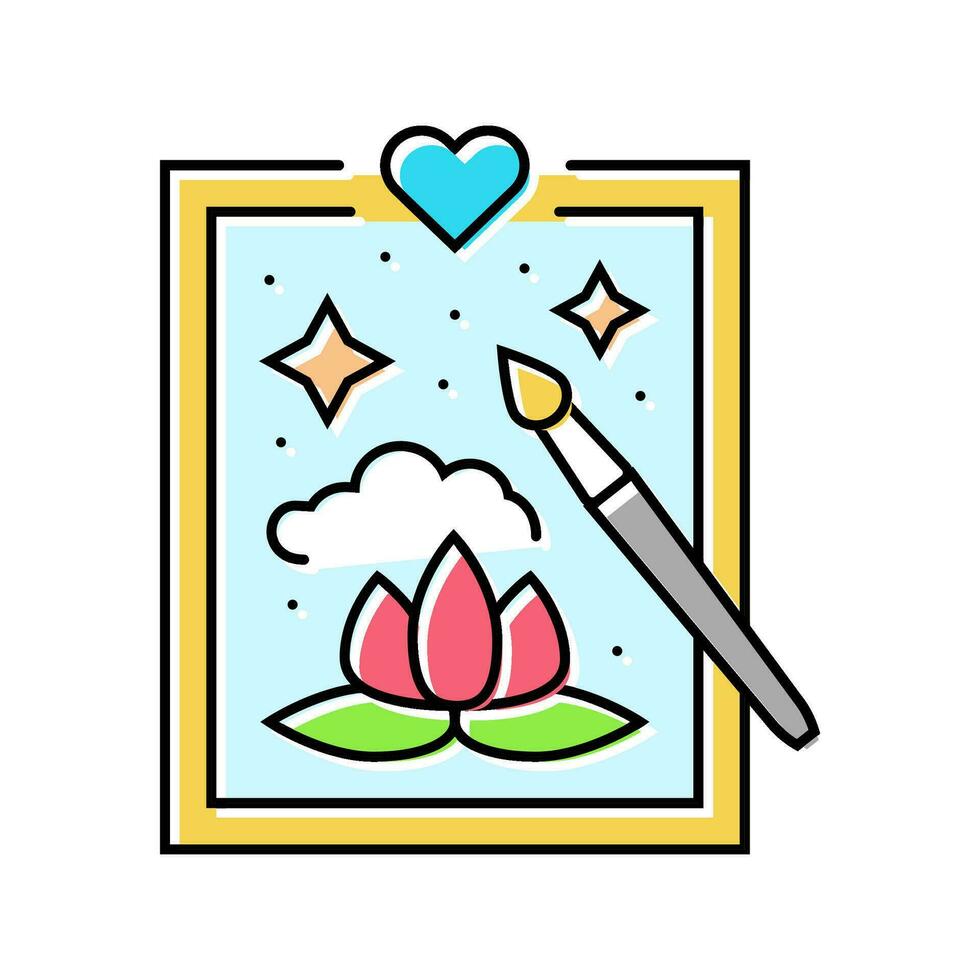 art therapy mental health color icon vector illustration