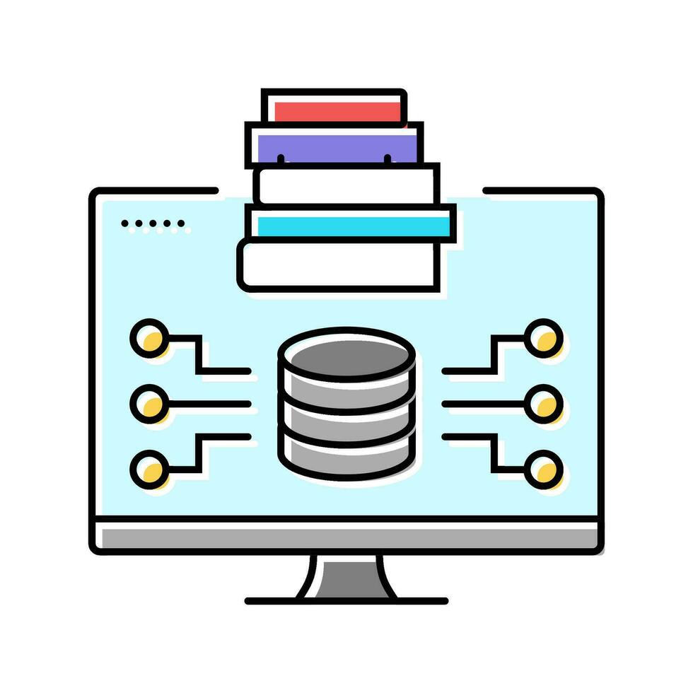 knowledge base online learning platform color icon vector illustration