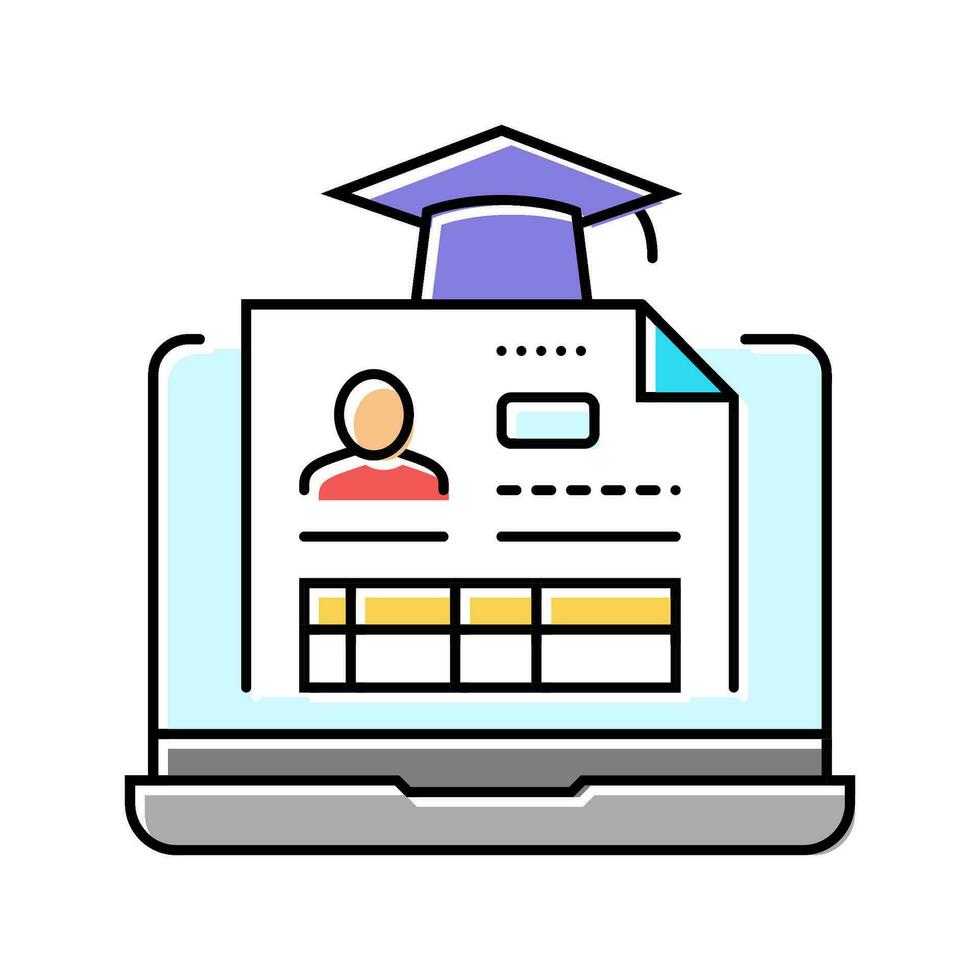 student profile online learning platform color icon vector illustration