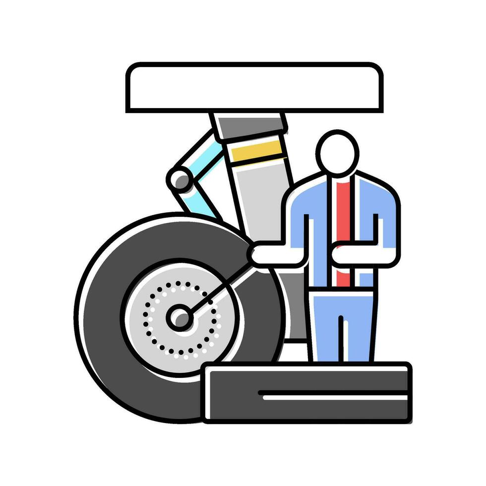 tire replacement aircraft color icon vector illustration