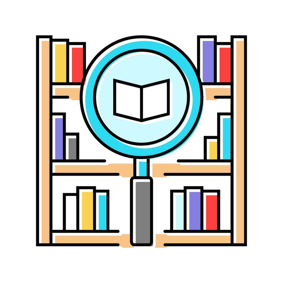 library research college teacher color icon vector illustration