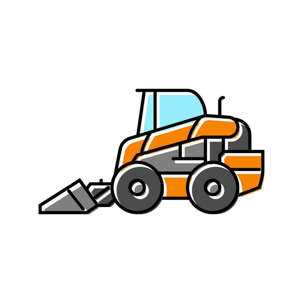 skid steer construction vehicle color icon vector illustration