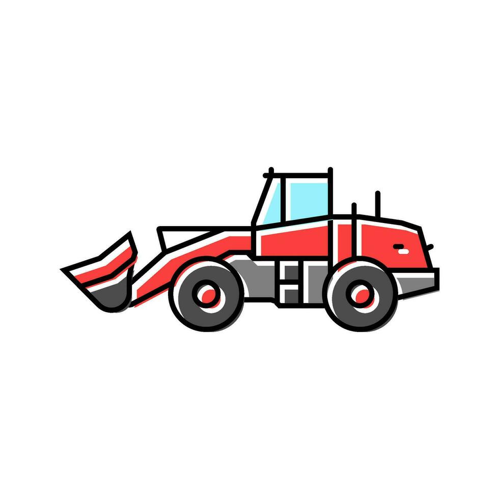 wheel loader construction vehicle color icon vector illustration