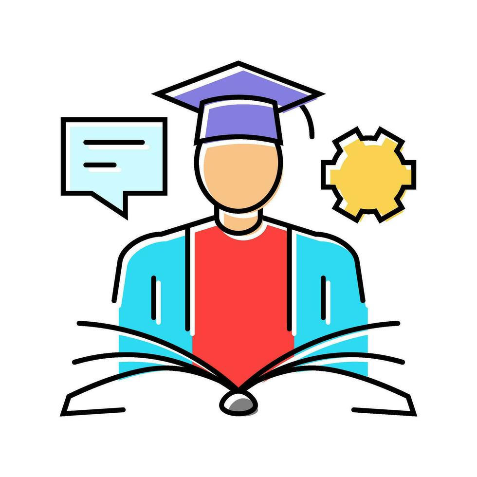 exam preparation college teacher color icon vector illustration