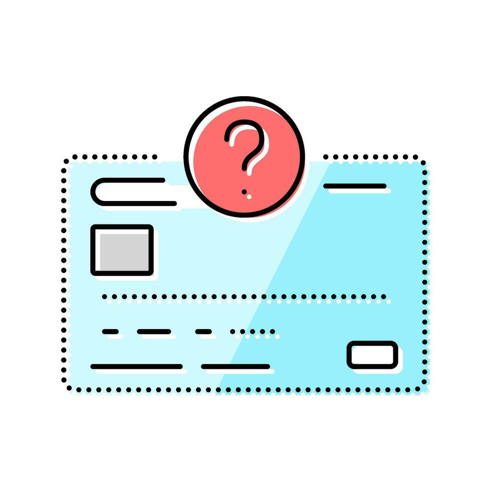 perdido tarjeta banco pago color icono vector ilustración