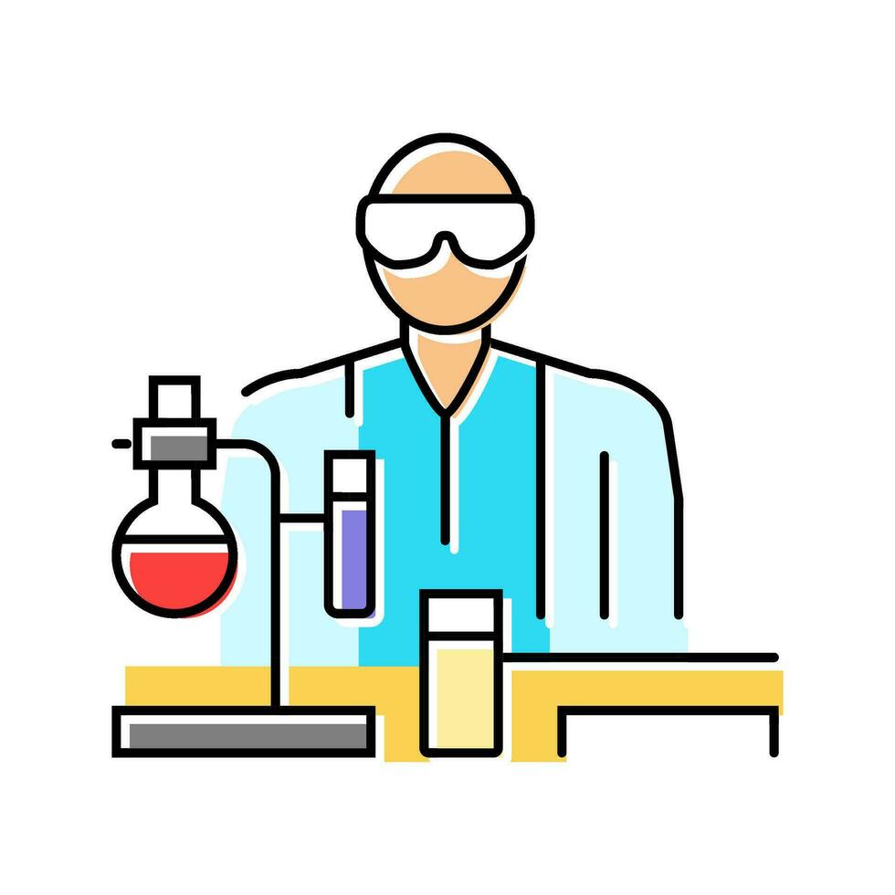 laboratory work college teacher color icon vector illustration