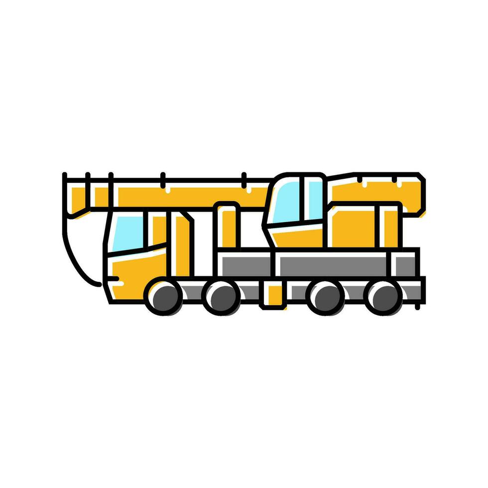 crane truck construction vehicle color icon vector illustration