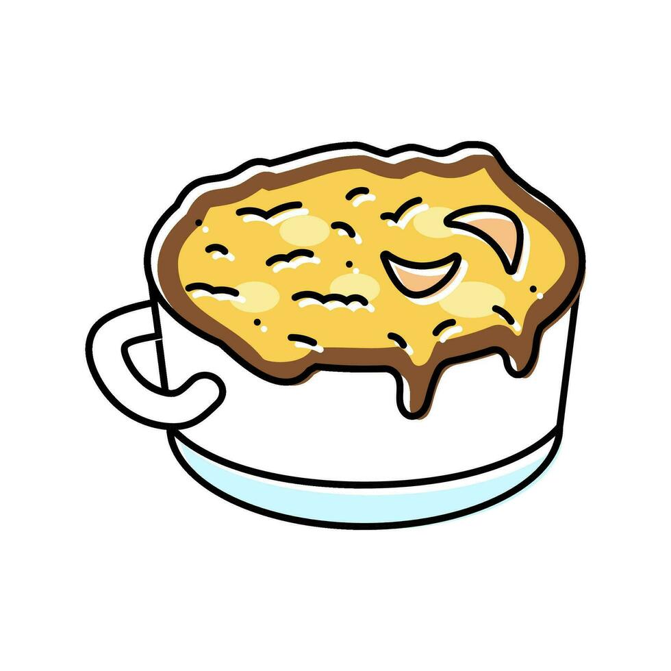 french onion soup cuisine color icon vector illustration