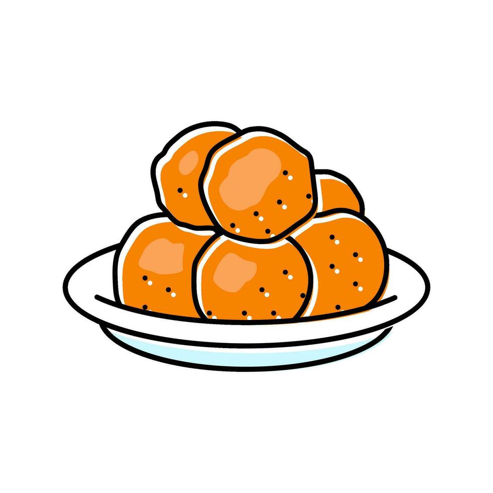 Loukoumades griego cocina color icono vector ilustración