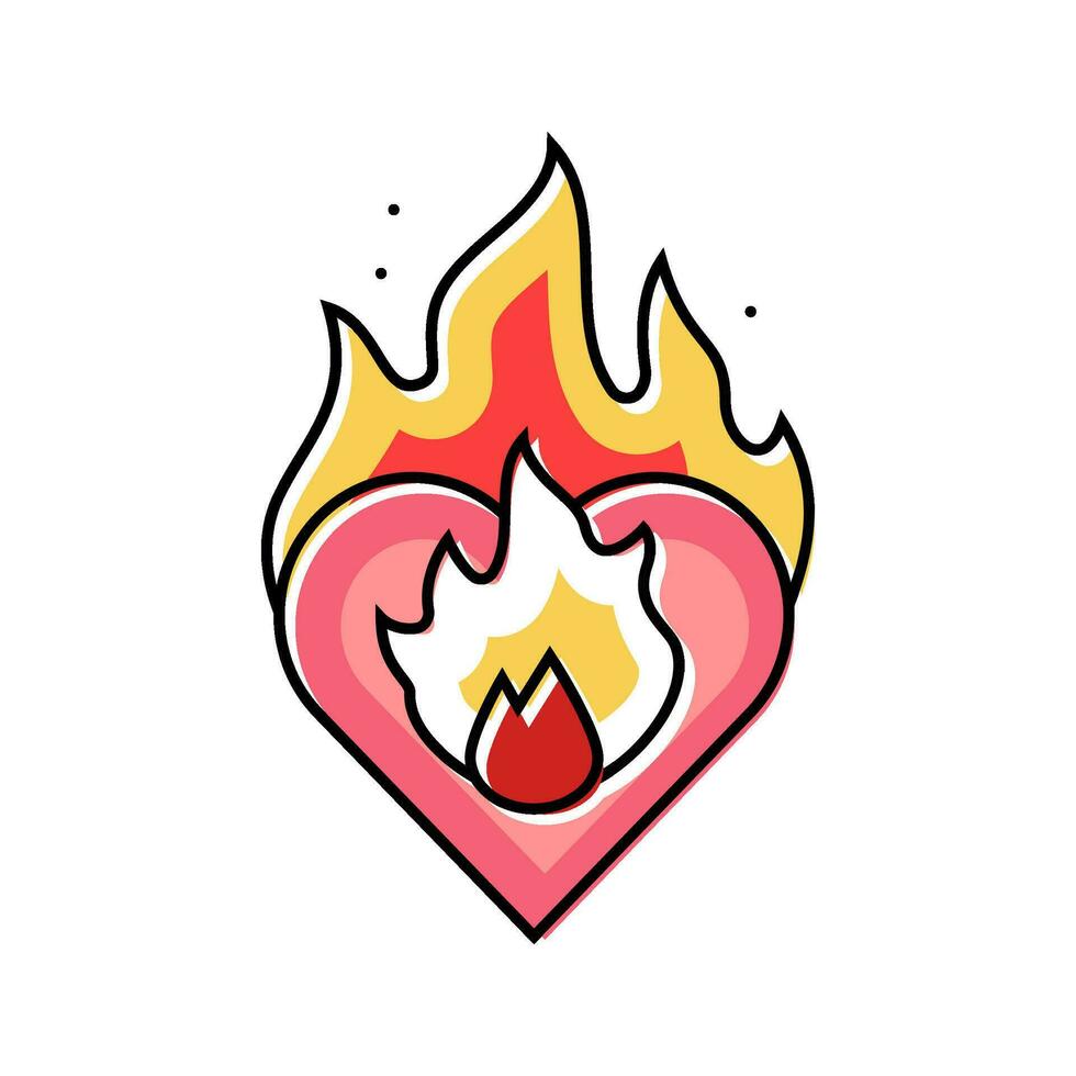 heart on fire color icon vector illustration