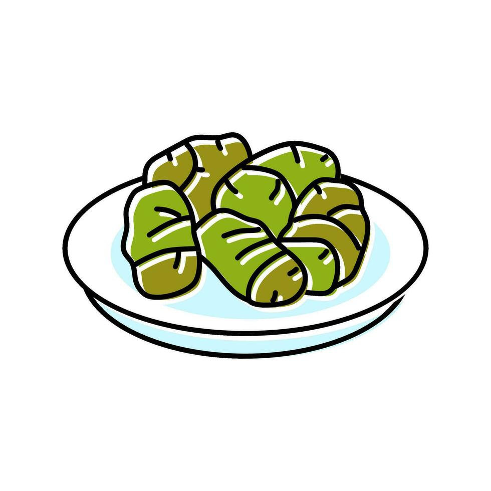 dolmades griego cocina color icono vector ilustración