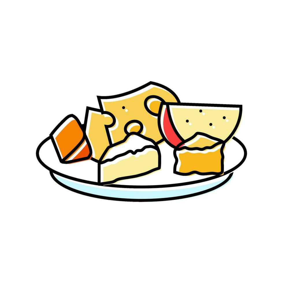 queso plato francés cocina color icono vector ilustración