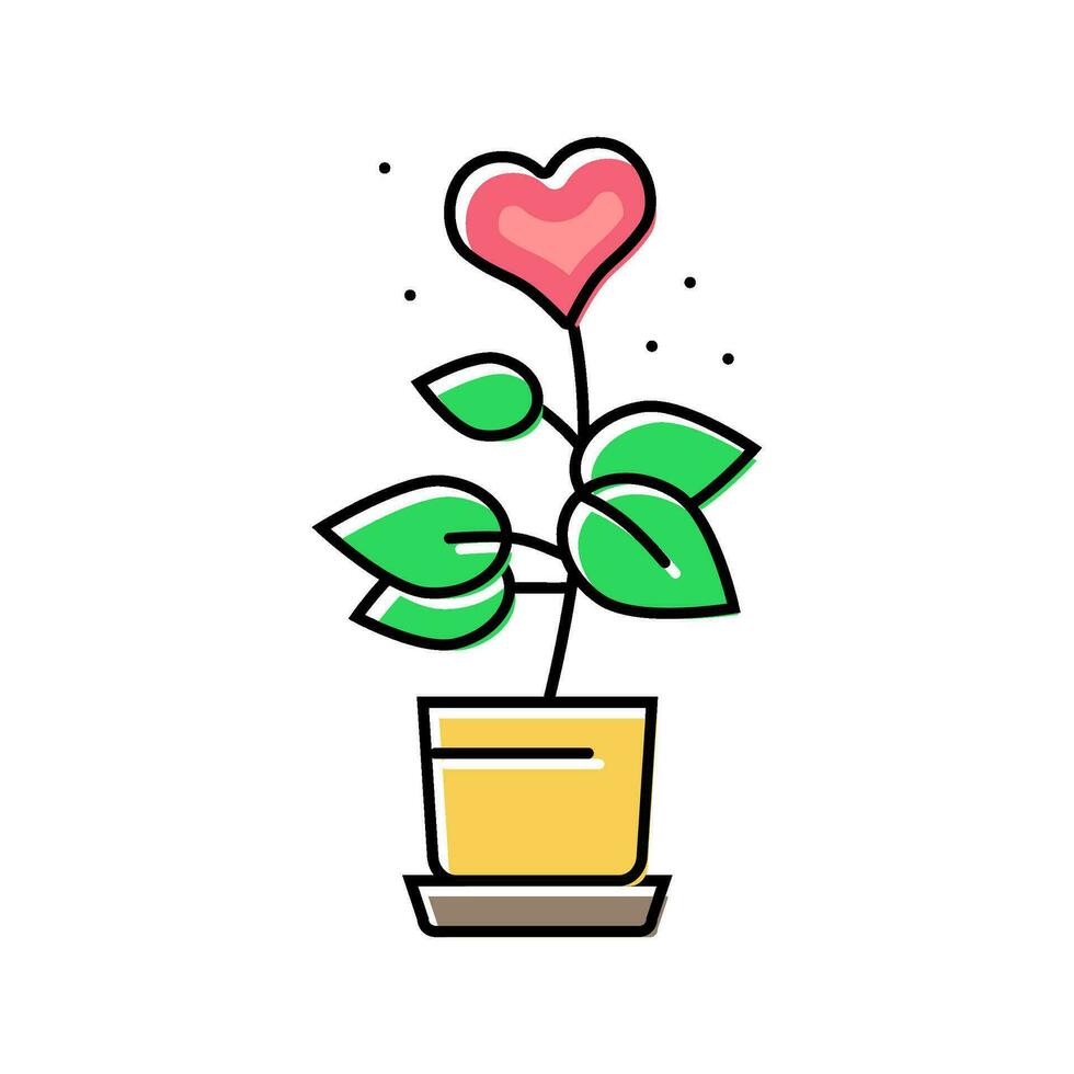 planta corazón crecer color icono vector ilustración