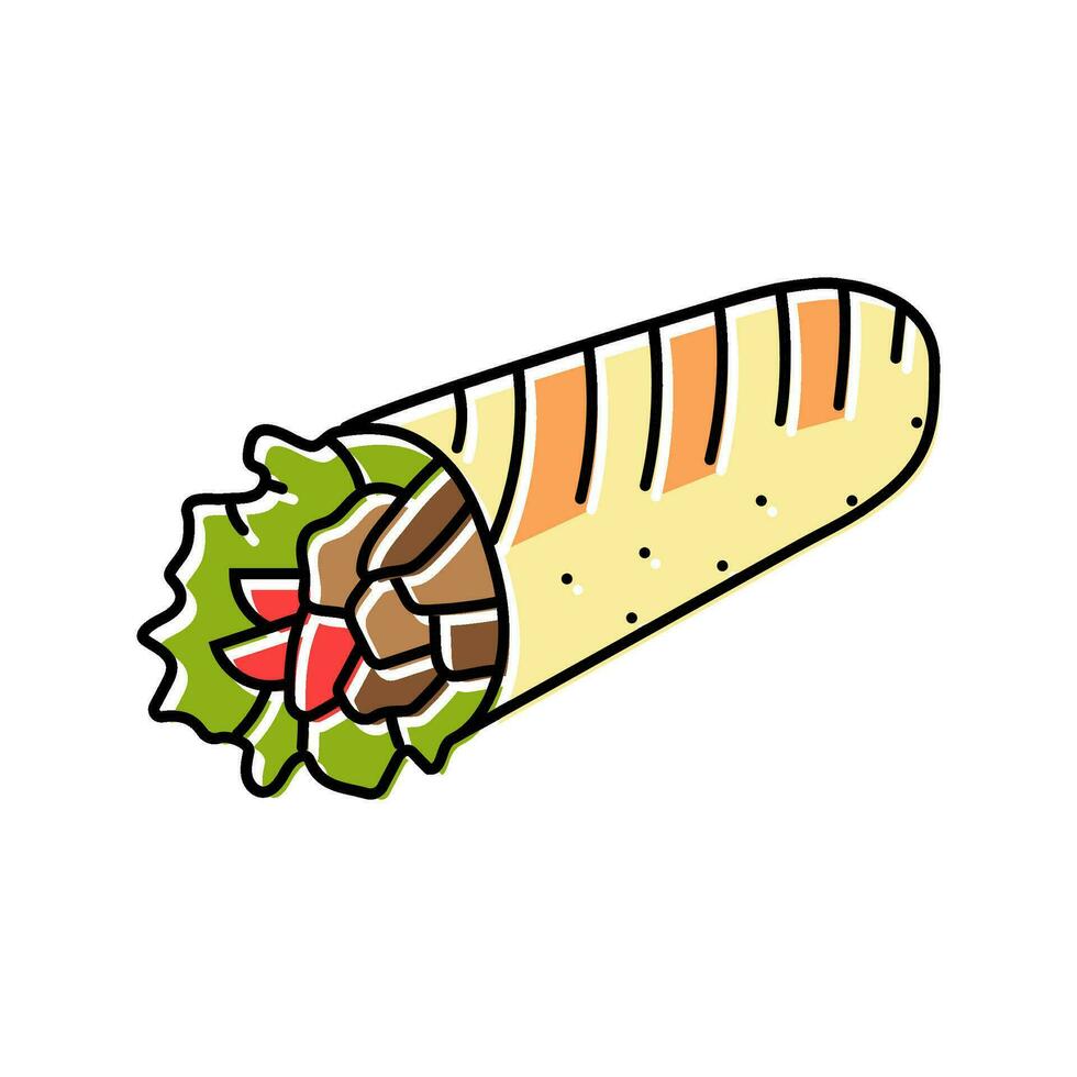 gyro wrap greek cuisine color icon vector illustration