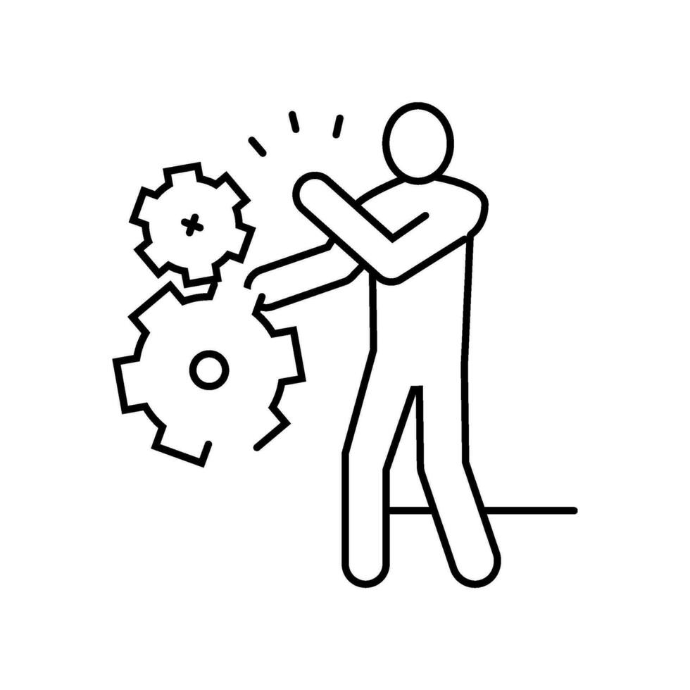 stuck hand lathe man line icon vector illustration