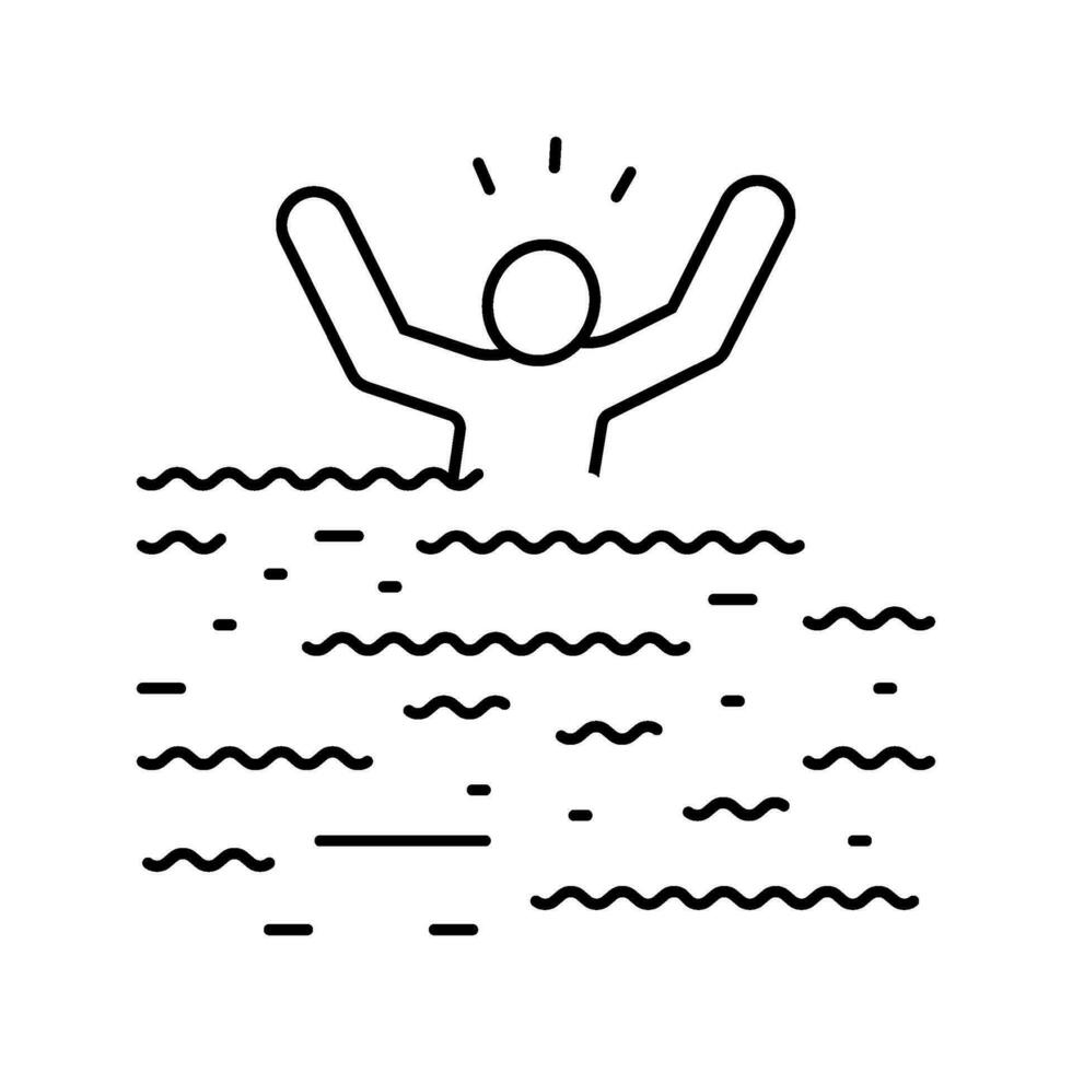lavabo agua hombre accidente línea icono vector ilustración