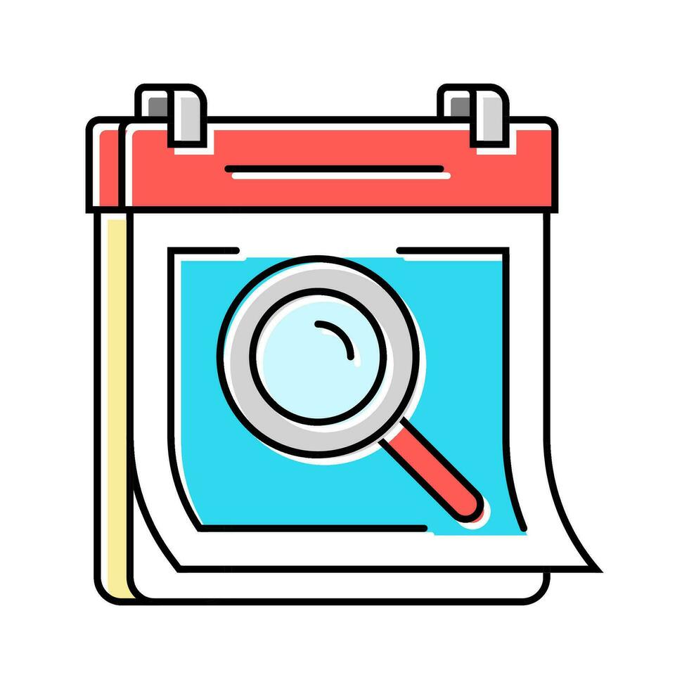 calendar search magnifying glass color icon vector illustration