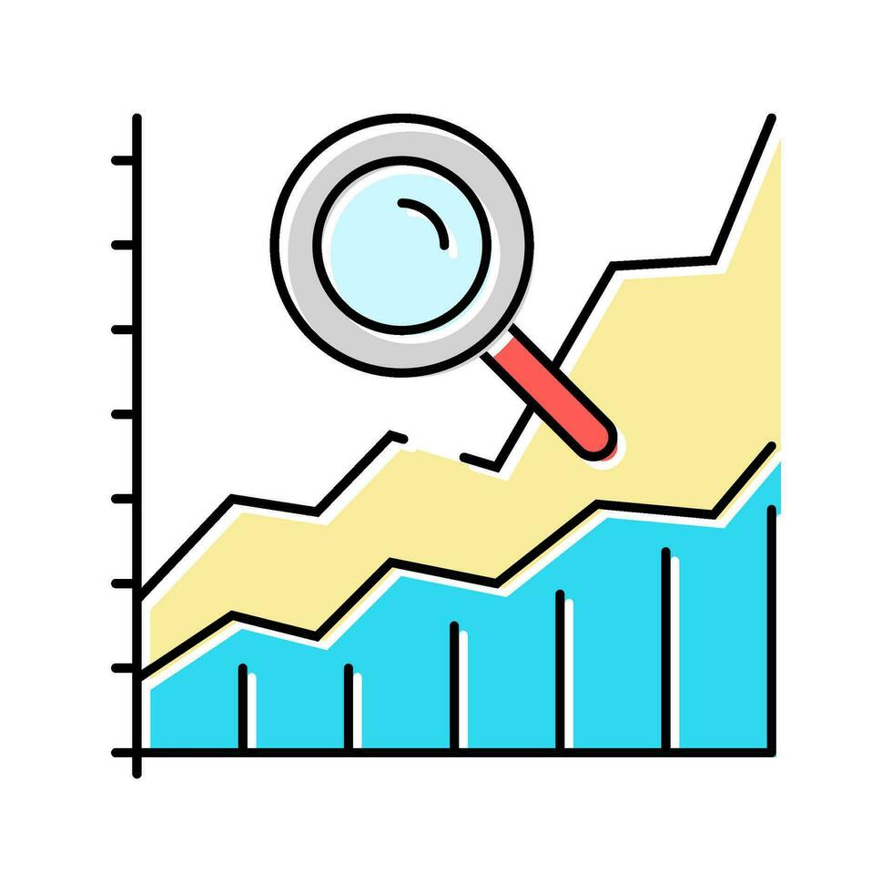 graph search magnifying glass color icon vector illustration