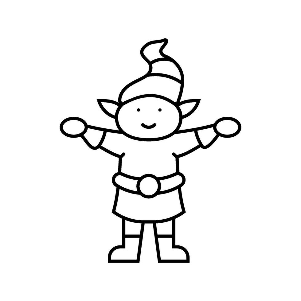 elf christmas cute line icon vector illustration