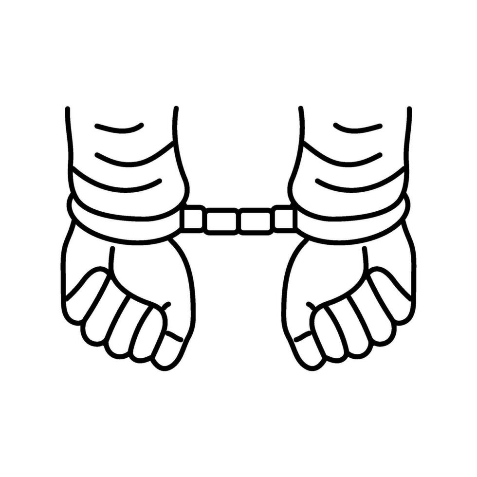 handcuffed hands crime line icon vector illustration