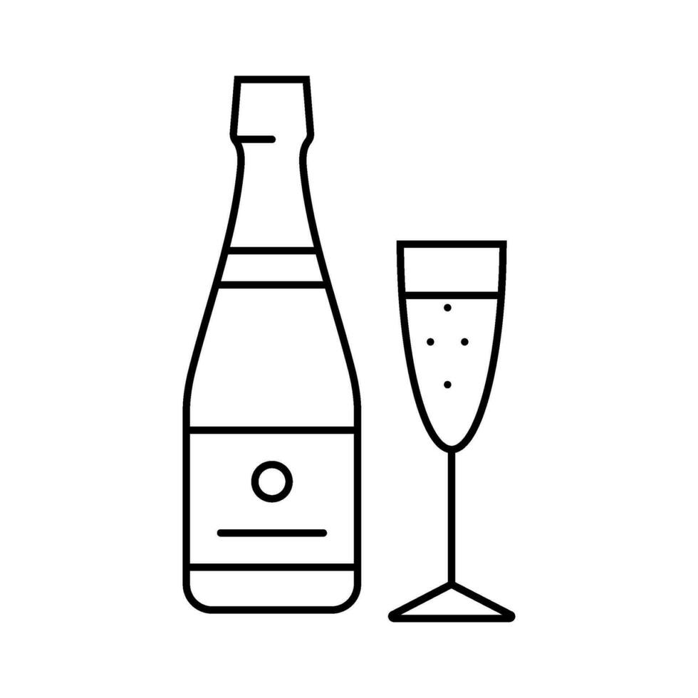 champán bebida botella línea icono vector ilustración